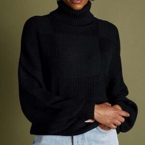 NWT STAUD Elegant Black Turtleneck Sweater